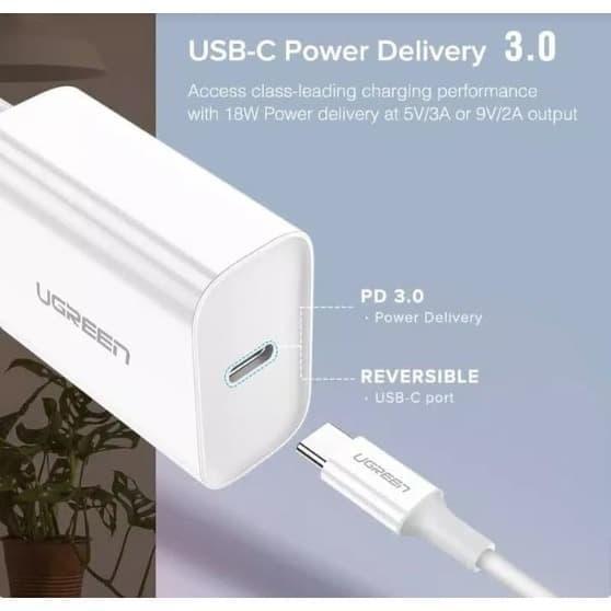 Ugreen Combo Pd Charger + Cable Type C Lightning Mfi Pd 3.0 36 Watt
