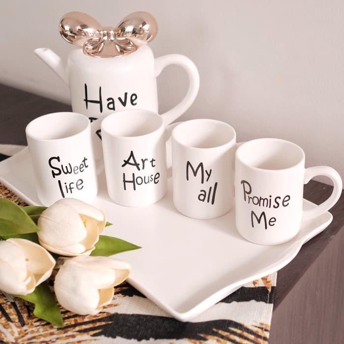 TEA POT SET AFTERNOON MAKER JEPANG TEH CANGKIR KERAMIK DEKORASI 8626
