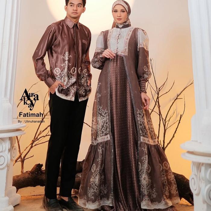 Aurakay Gamis Sarimbit Fatimah Set Hijab 7125 Ori By Aurakay Dress Inner Matt Silk Sutra Plisket
