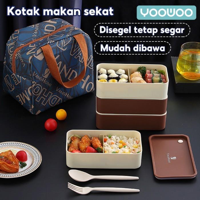 YooWoo Kotak Makan Plastik 2 Sekat Lunch Box Tahan Panas