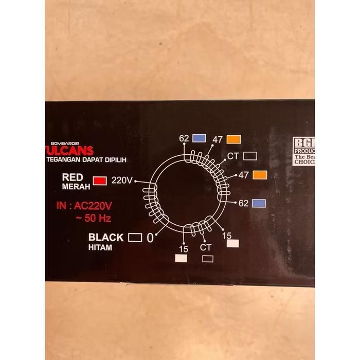 TRAFO DONAT 10A 62V-47V CT MULTI VOLT VULCANS TRAVO TOROID BOMBARDIR 10 AMPER CT MULTI VOLT BELL