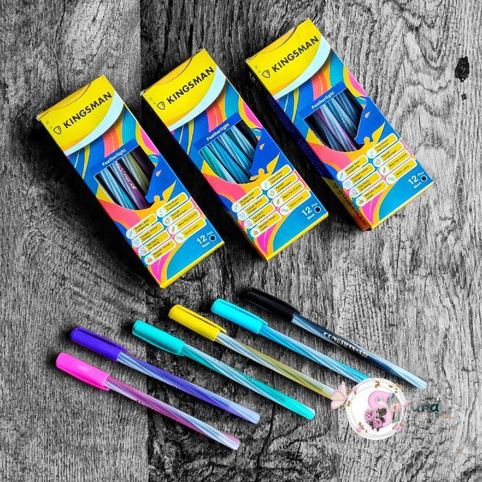 pulpen Kingsman ulir ballpoint semi gel 12 pcs