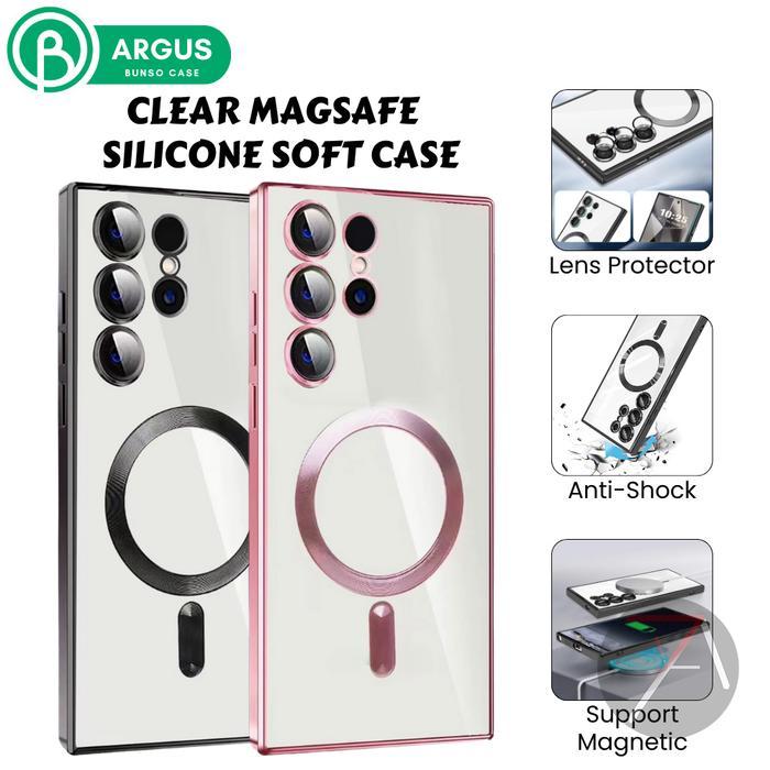 Bunso ARGUS Soft Case untuk Samsung Galaxy S25 Ultra Edge Plus FE S24 S23 S22 S21 5G Clear Magsafe