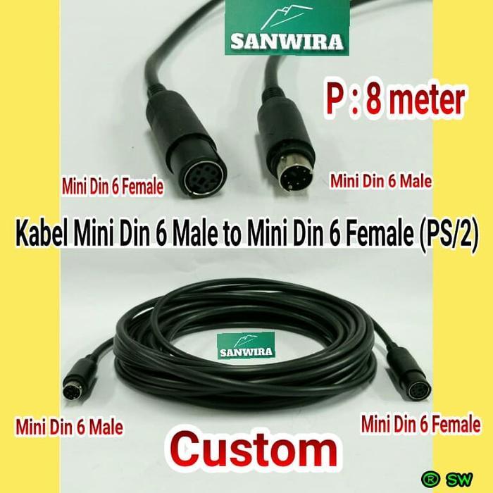 Kabel Mini Din 6 Male to Mini Din 6 Female (PS/2) - panjang : 8 meter