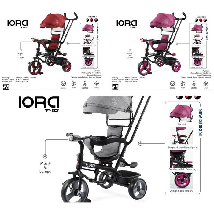 Stroller Sepeda Roda 3 Stoler Lipat Anak Bayi Tricycle Dorong Pmb Iora