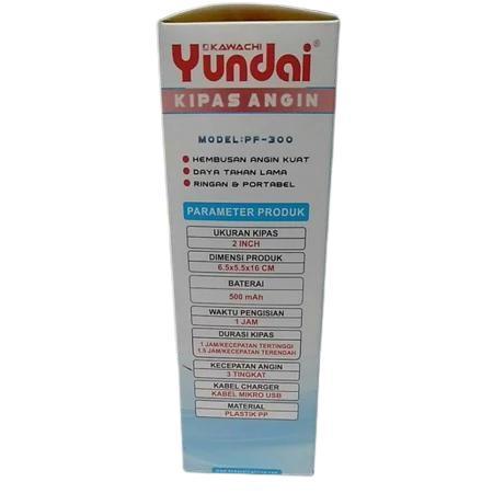 YUNDAI KIPAS ANGIN MINI PORTABLE BREEZE PF-300 HEMBUSAN ANGIN KUAT 3 TINGKAT KECEPATAN 500MAH