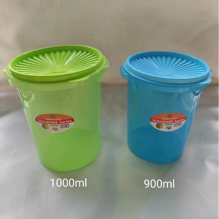 6 Pcs Toples Plastik Bulat Green Line / Wadah Serbaa / 1000Ml = 39.500