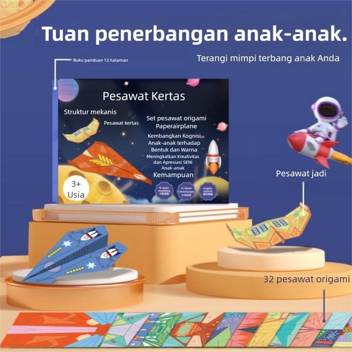 JTTOP" MAINAN PESAWAT KERTAS PAPER JEDET,BUKU ORIGAMI PESAWAT KERTAS UNTUK ANAK-ANAKMAINAN ORIGAMI