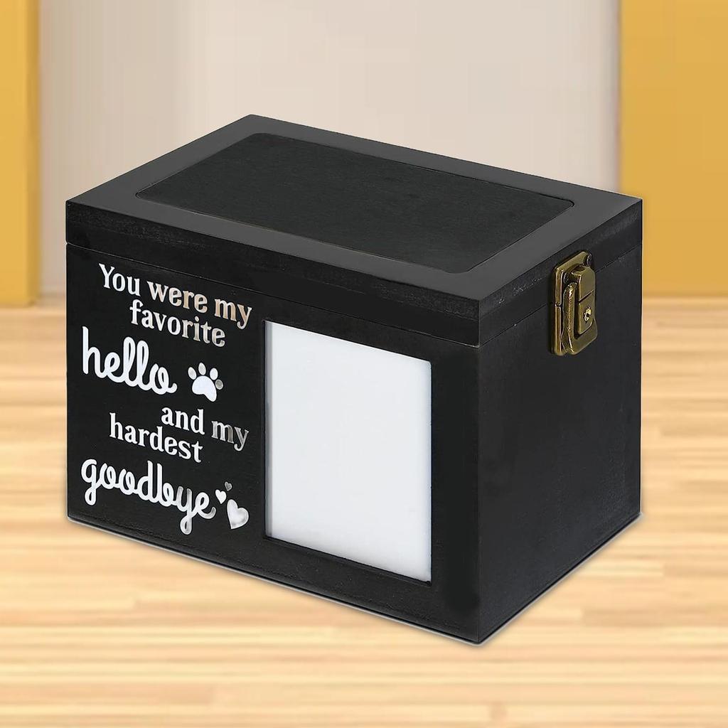 Pet Ashes Urn Keepsake Urn with Photo Frame Sealed Durable Wooden Pet Urn for Loss Pet Remembrance