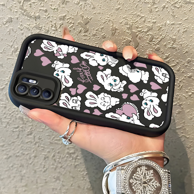 Casing Hp untuk OPPO Reno 6 4G Reno 6 5G Case Kelinci putih silikon kasing tekstur Cesing lembut sof