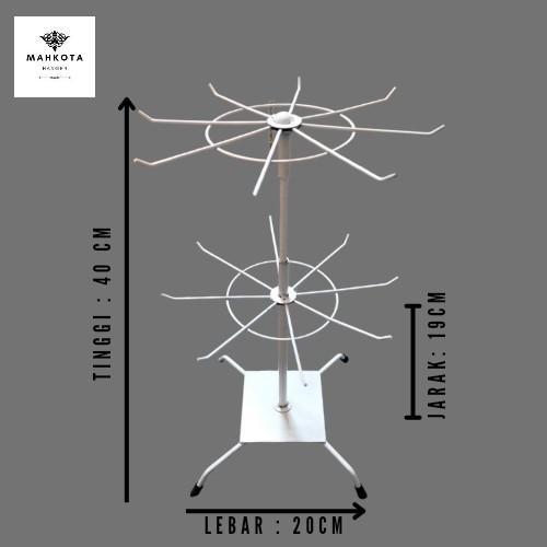 Rak Display putar Matahari 2 susun gantungan aksesoris display