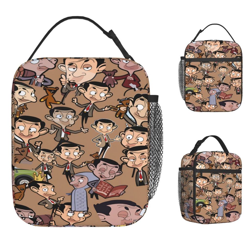 Mr. Bean Cartoon Lunch Bag Office Lunch Box For Child Casual Custom Thermal Tote Handbags Waterproof