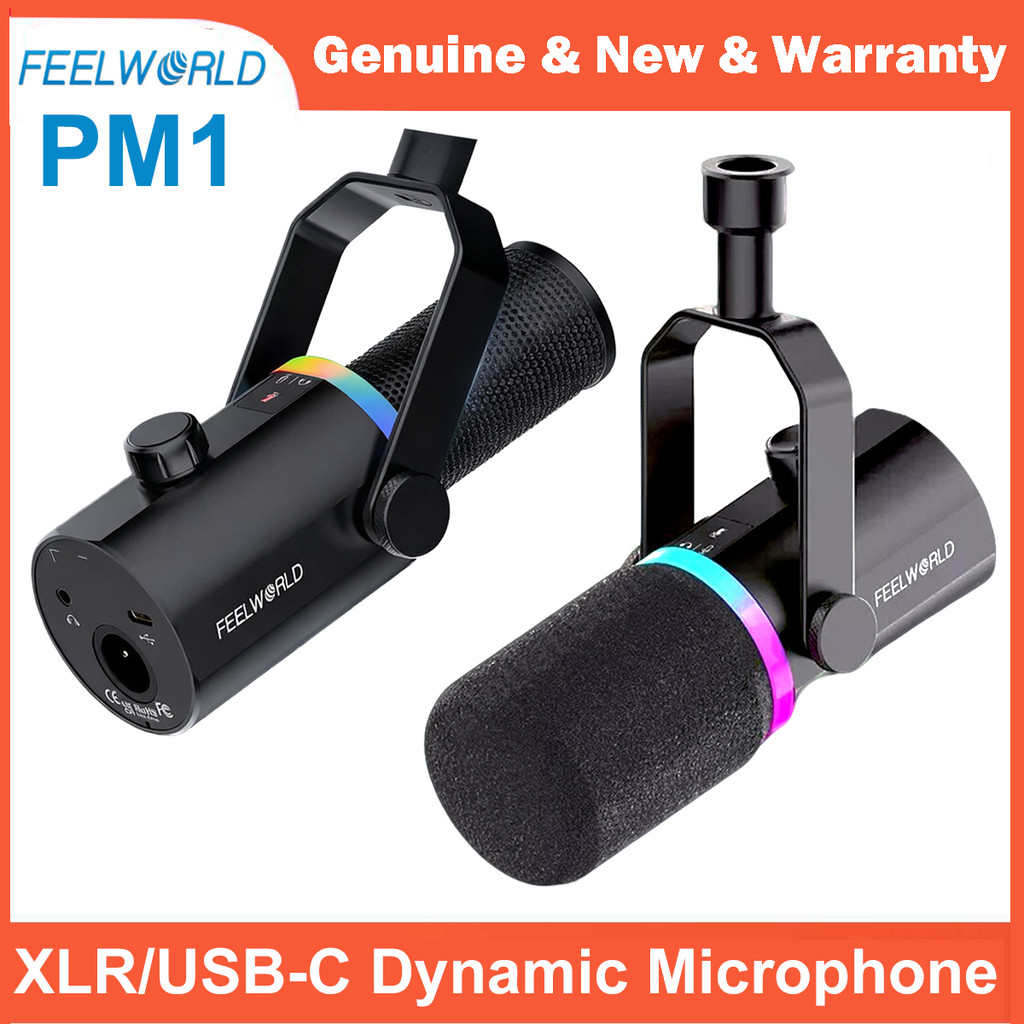 FEELWORLD PM1 Dynamic Microphone XLR/USB Dynamic Microphone for Podcasting Recording Gaming Live