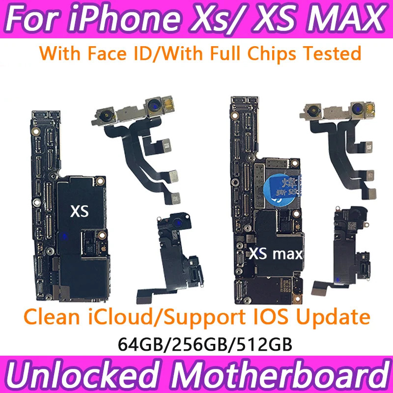 JUAL  100% Working Main Board For iPhone XS/Max Motherboard With/No Face ID Unlocked Logic IOS Clean