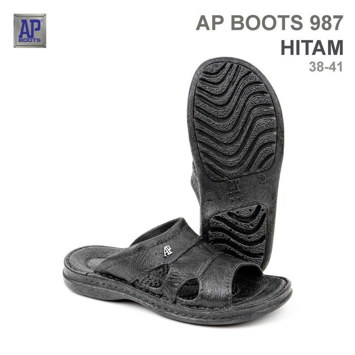 AP BOOTS 987 HITAM - SANDAL SELOP KARET SENDAL PRIA