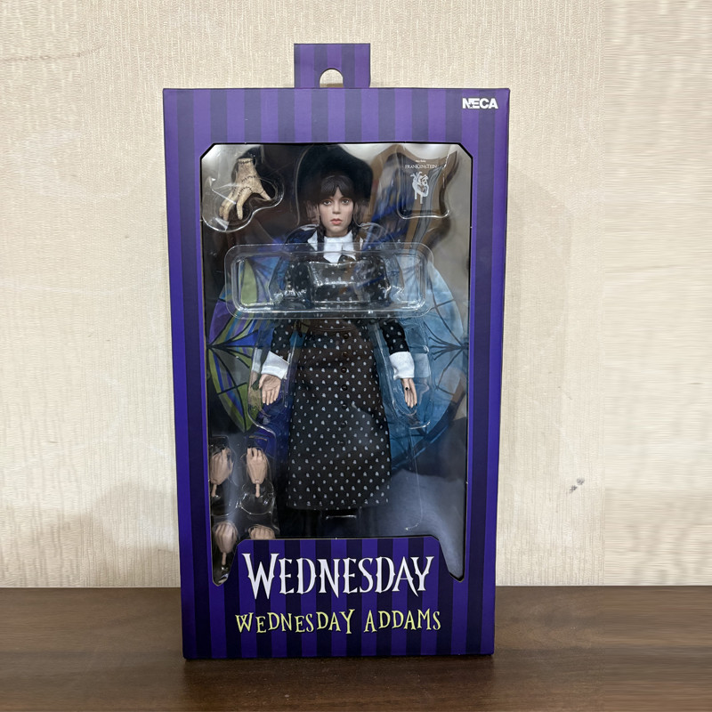 NECA Wednesday - Wednesday Addams (Classic Dress) 8 Clothed Action Figure Model Doll Garage Kit
