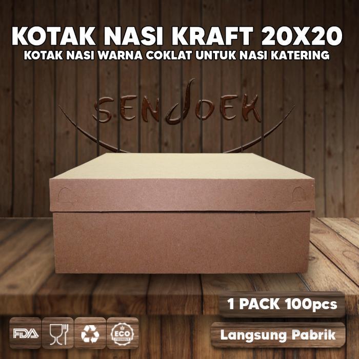Kotak Nasi Kraft 20X20 Kotak Nasi / Kotak Kue Snack