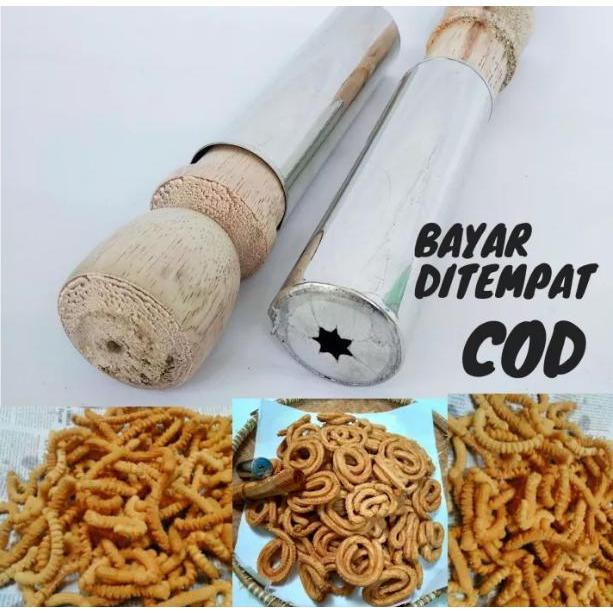 CETAKAN KUE AKAR KELAPA / CETAKAN AKAR KELAPA BAHAN STAINLESS DENGAN GAGANG KAYU