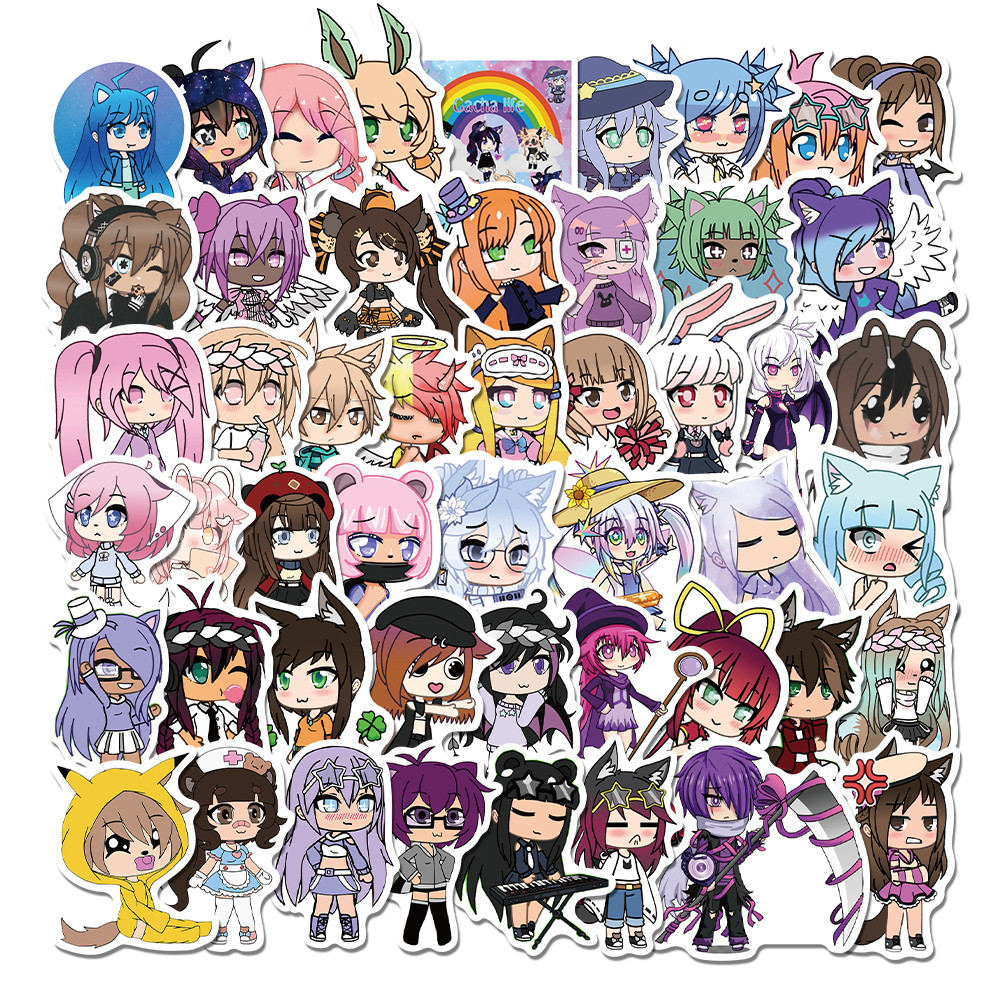 50pcsPack Gacha Life  Anime GAME Stickers Laptop Bicycle Guitar Skateboard Sticker Kid DIY Graffiti 