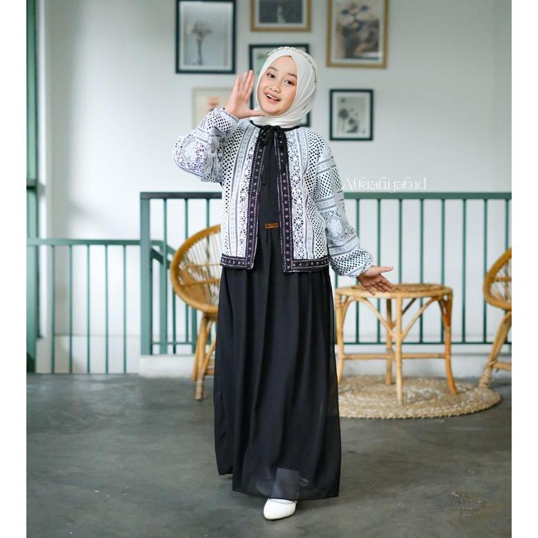 Andin Gamis Abaya Anak Remaja Tanggung Usia 6-17 Tahun Bahan Ceruti Babydoll Mix Payet Motif Payet