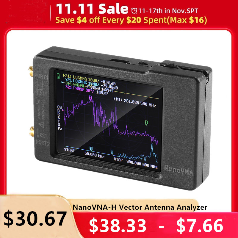 NanoVNA-H Vector Network Antenna Analyzer SWR Meter 10KHz-1.5GHz MF HF VHF UHF With SD Card Slot spe