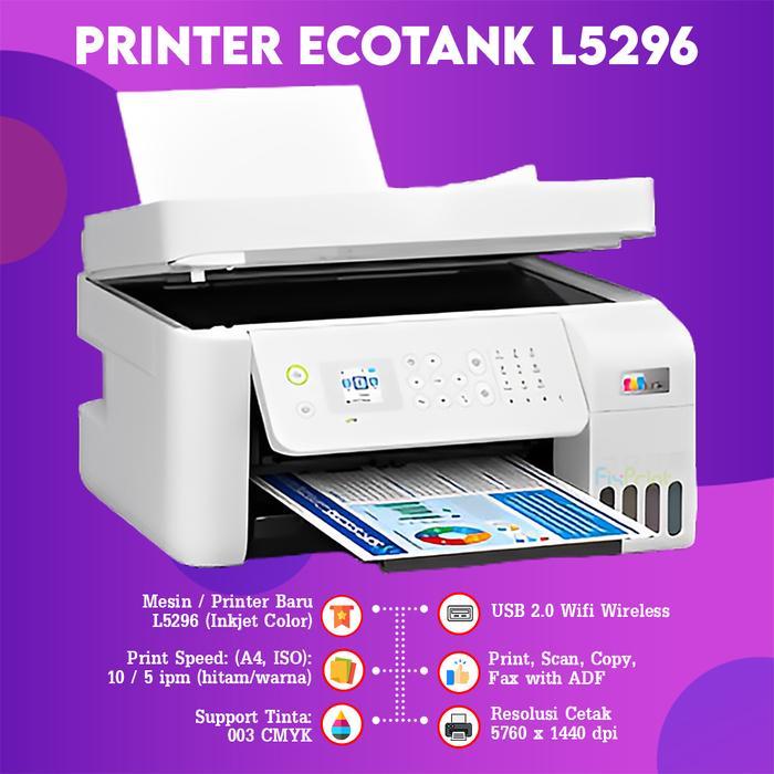 Epson L5296 L5290 Pengganti L5190 Print A4 Scan Copy F4 WiFi ADF Fax