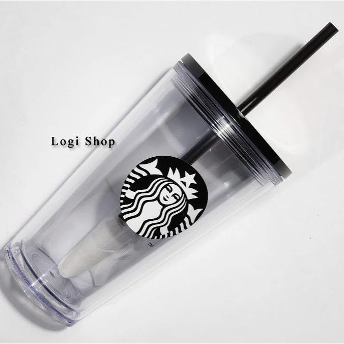 Starbucks Tumbler Cold Cup Black Siren Logo Grande 16Oz