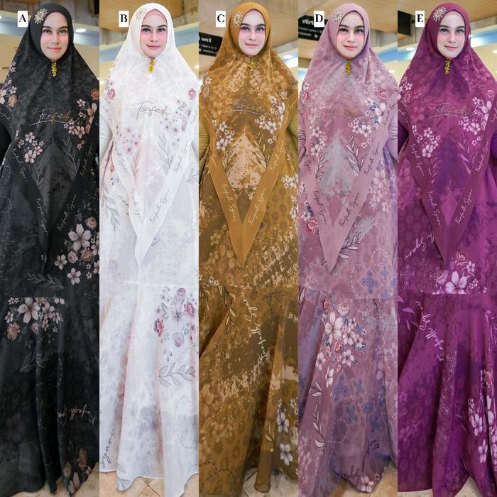 Arsyila Series Syari Polos Hitam Putih Farfadh by Rayhanco Rayhan Gamis Ceruty Printing
