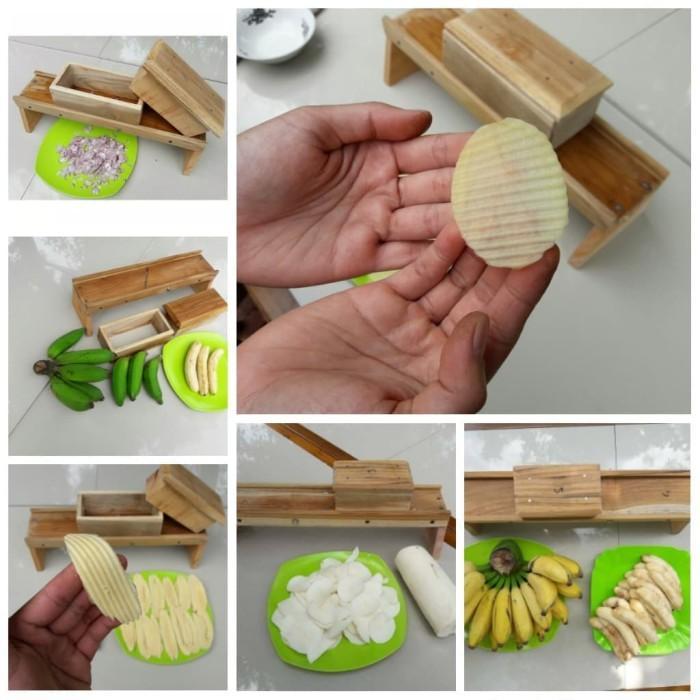 UKURAN SEDANG ALAT PENGIRIS KERIPIK SINGKONG PISANG UBI TALAS DAPUR PEMOTONG KAYU PISAU
