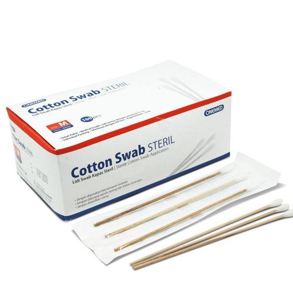 COTTON SWAB STERIL KAPAS LIDI SWAB ONEMED ISI 100 PCS