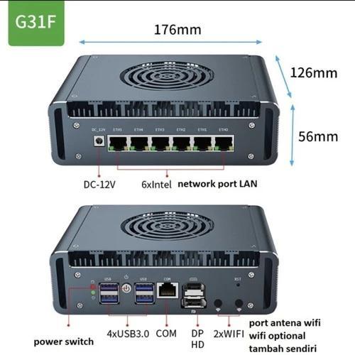 Industrial Mini PC G31F Core i3-1215U 6Port LAN 2.5G Intel i226V Support PFSense Mikrotik X86