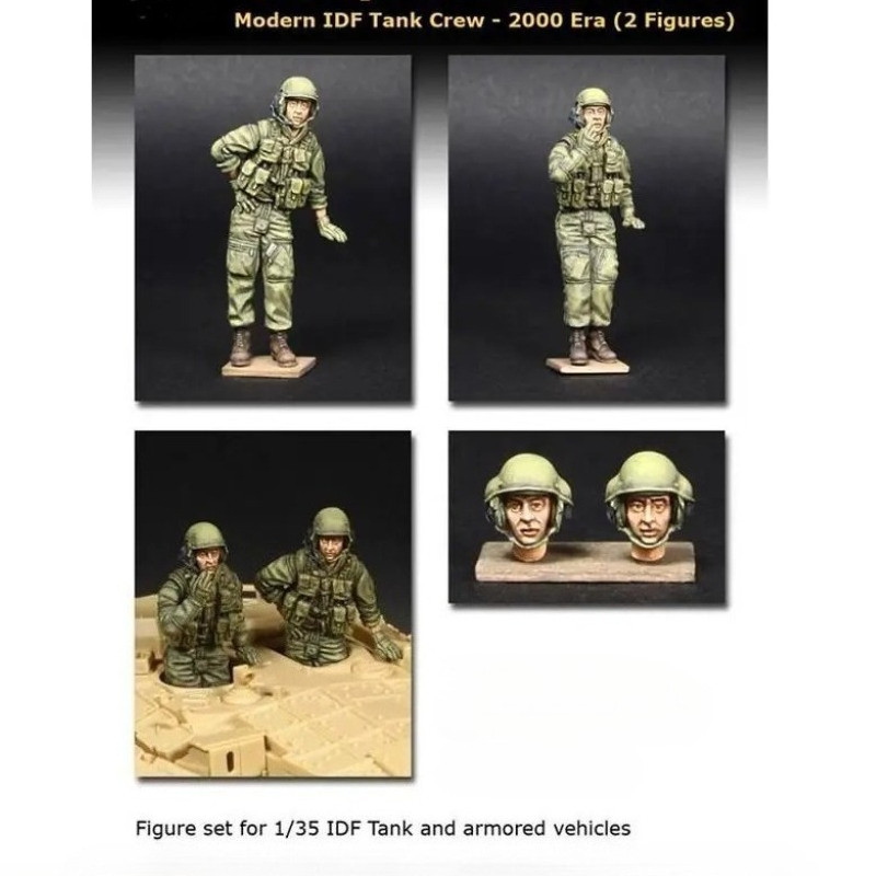 1/35 Scale Diecast Resin Figure Model Kit Modern IDF Tank Crew 2 Figures Unassembled and Unpainted