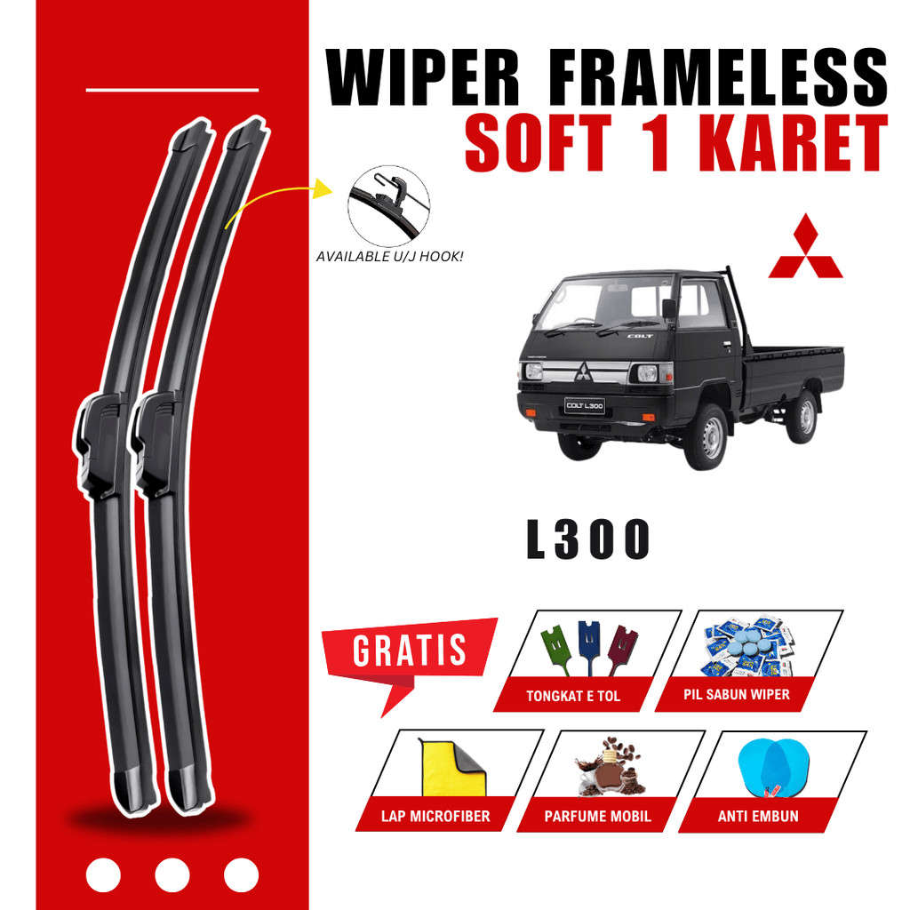 Wiper Mitsubishi L300 Frameless Kaca Depan Mobil Free 5 Bonus