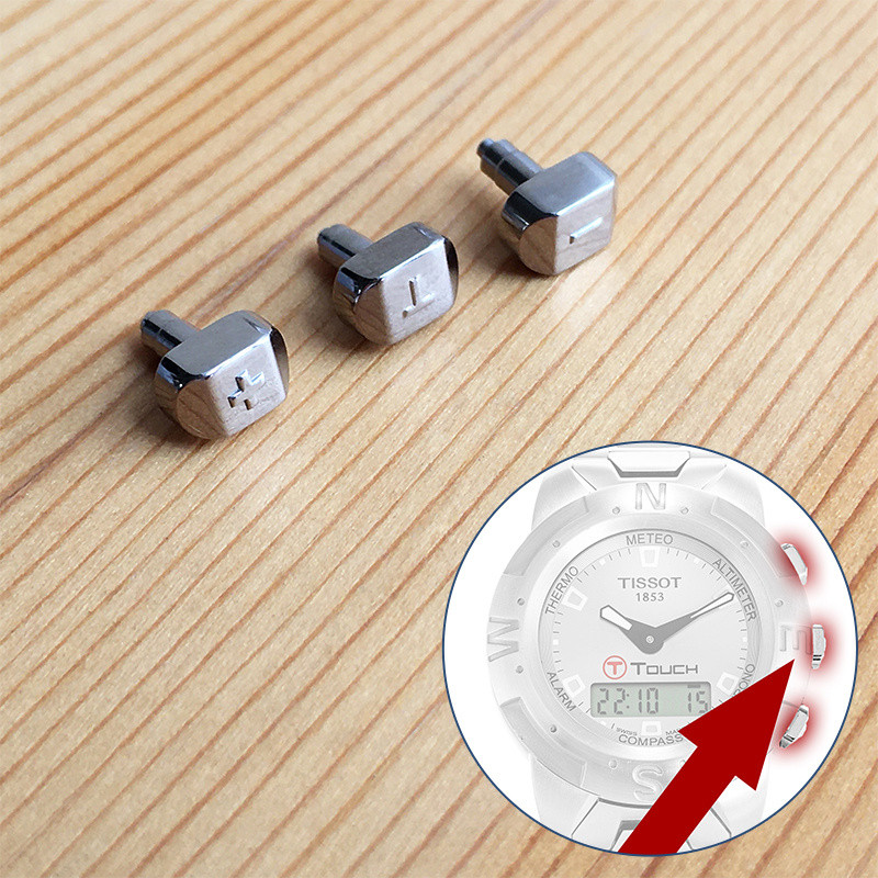 steel "+""-""T" pusher button for TS Tissot Touch Collection T33 quartz watch parts tools
