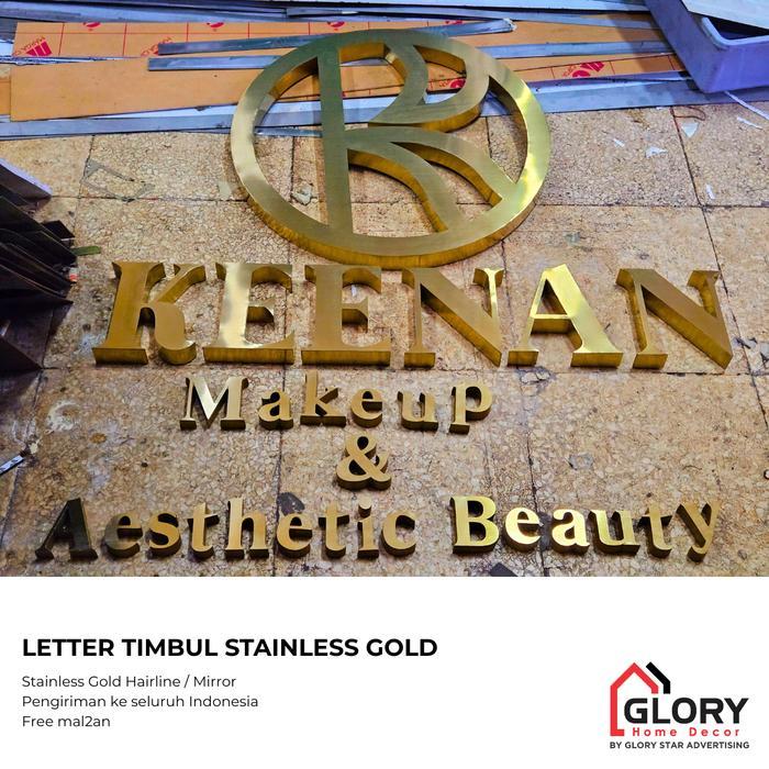 Letter Timbul Stainless Gold / Huruf Timbul Stainless Outdoor Tanpa LED
