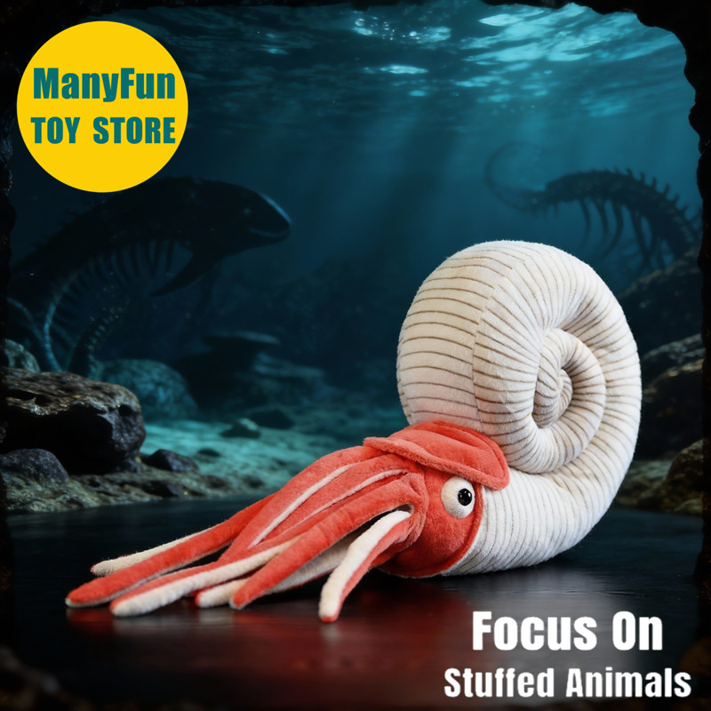 Ammonite Plush Toy Realistic Ammonoid Plushie Lifelike Fossil Stuffed Animal Nautilus Simulation