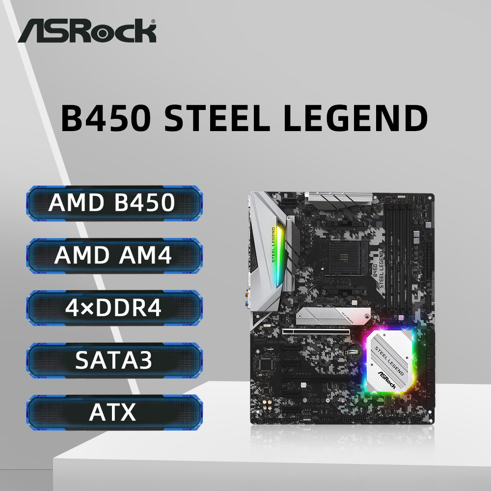Asrock B450 Steel Legend Motherboard Support Ryzen 5 5600 5600G R7 5700X3D 5800X Cpu 4Xddr4 128Gb