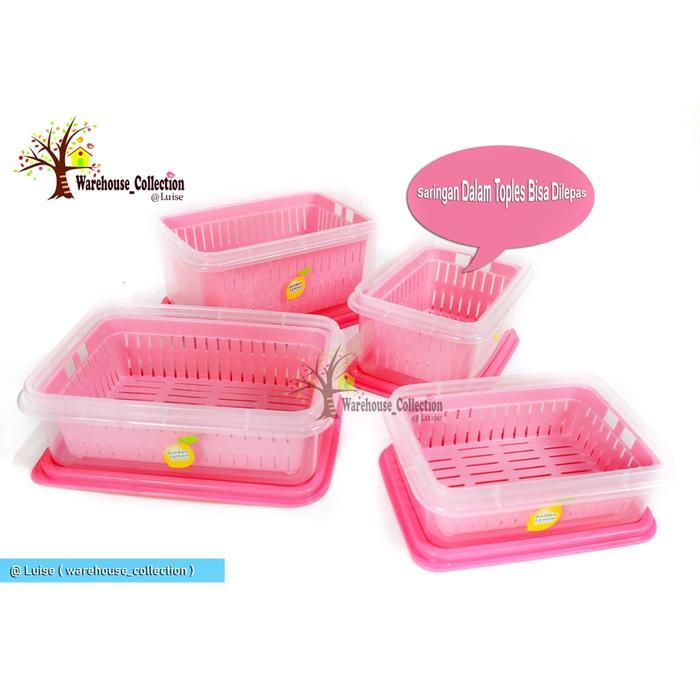 Kotak + Saringan Didalamnya Golden Lemon /Tempat Saringan Ikan/ Sealware Dengan Peniris 2 In 1 Box