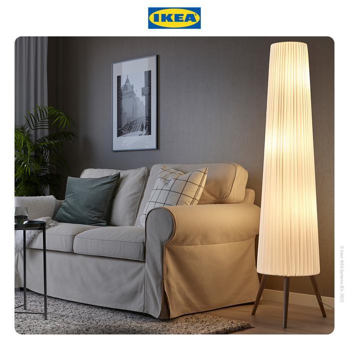 IKEA OKENSAND Lampu Lantai Kayu Beech / Putih 154cm Bohlam