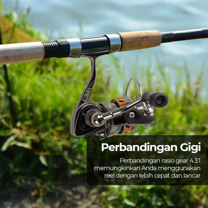 PALING DI CARI  TaffSPORT Reel Pancing Mini Spinning Fishing Reel 4.3:1 Gear Ratio - MN100