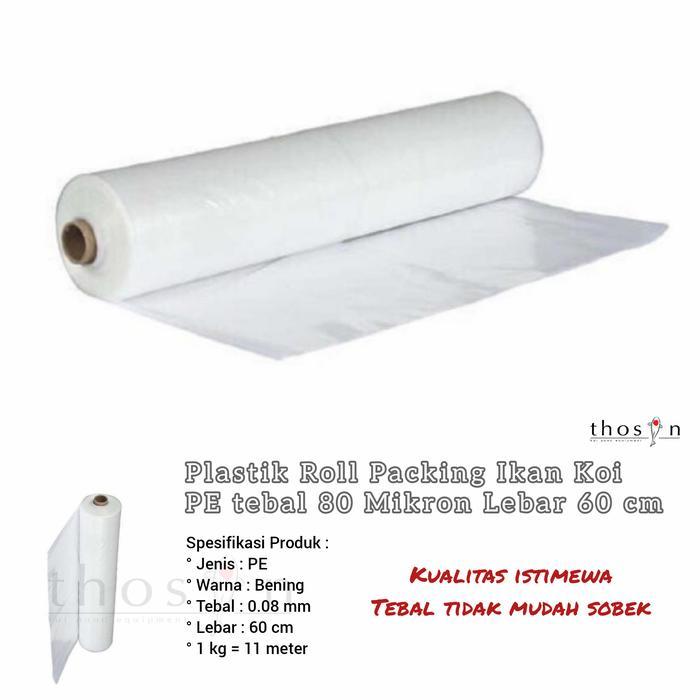 PLASTIK PE PACKING IKAN KOI HIDUP 50CM X 120CM TEBAL 80 MIKRON