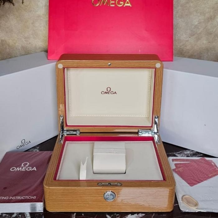 Kotak Box Jam Tangan Omega Teak Wood Model Original Fullset