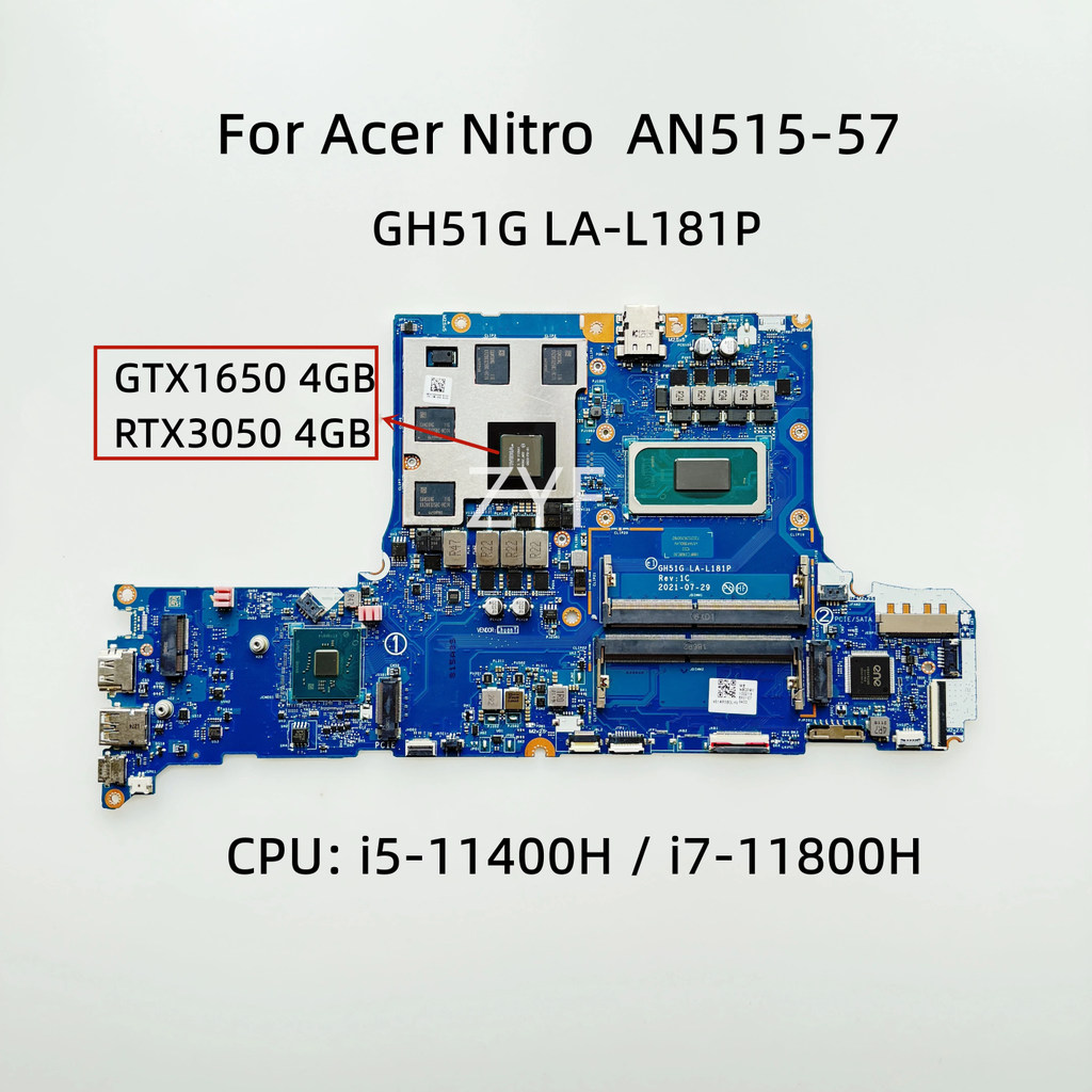 For Acer Nitro AN515-57 Laptop Motherboard GH51G LA-L181P NBQEM11003 NBQEM11002 With i5-11400H