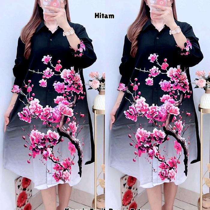 Ini Murah 5650 Kemeja Tunik Bunga Jumbo Ld120 WanitaTunik SilkTunik Ld120