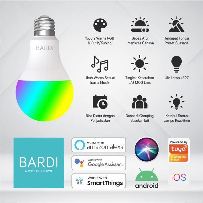 BARDI Smart LED Bulb 9W Bluetooth Bohlam Lampu