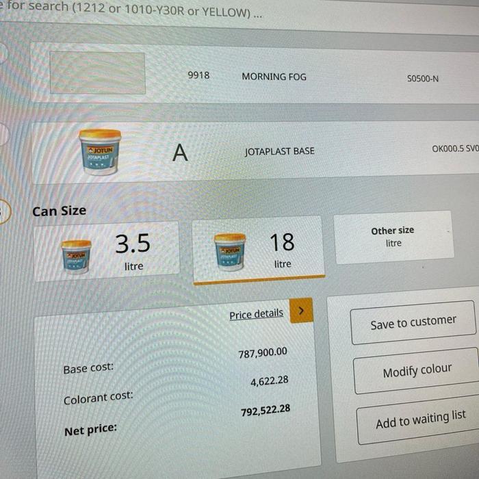 JOTUN JOTAPLAST BASE A 18L-9918 MORNING FOG