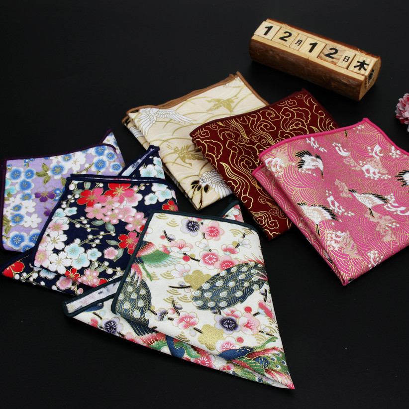 2020 New Style Cotton Retra Fashion Pocket Square Vintage Handkerchief Birds Flower Stars Leaves