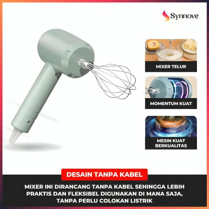 HAND MIXER PORTABLE RECHARGEABLE 3 SPEED MIXER KUE MIXER MINI MESIN PENGADUK ADONAN MIXER TANGAN