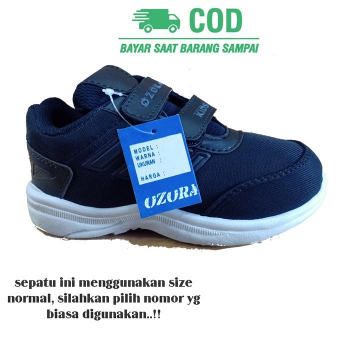 Homyped - Sepatu Sekolah Anak Laki Laki Perempuan Cewek Cowok Warna Hitam Tali Perekat Rekat Velcro