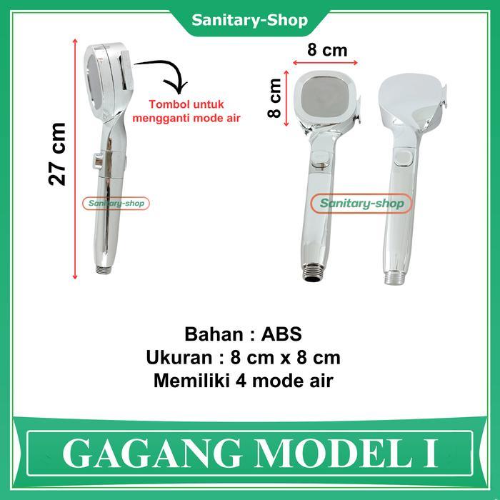 Gagang Kepala Hand Shower Mandi Bulat Kotak Chrome Krom Doff Silver